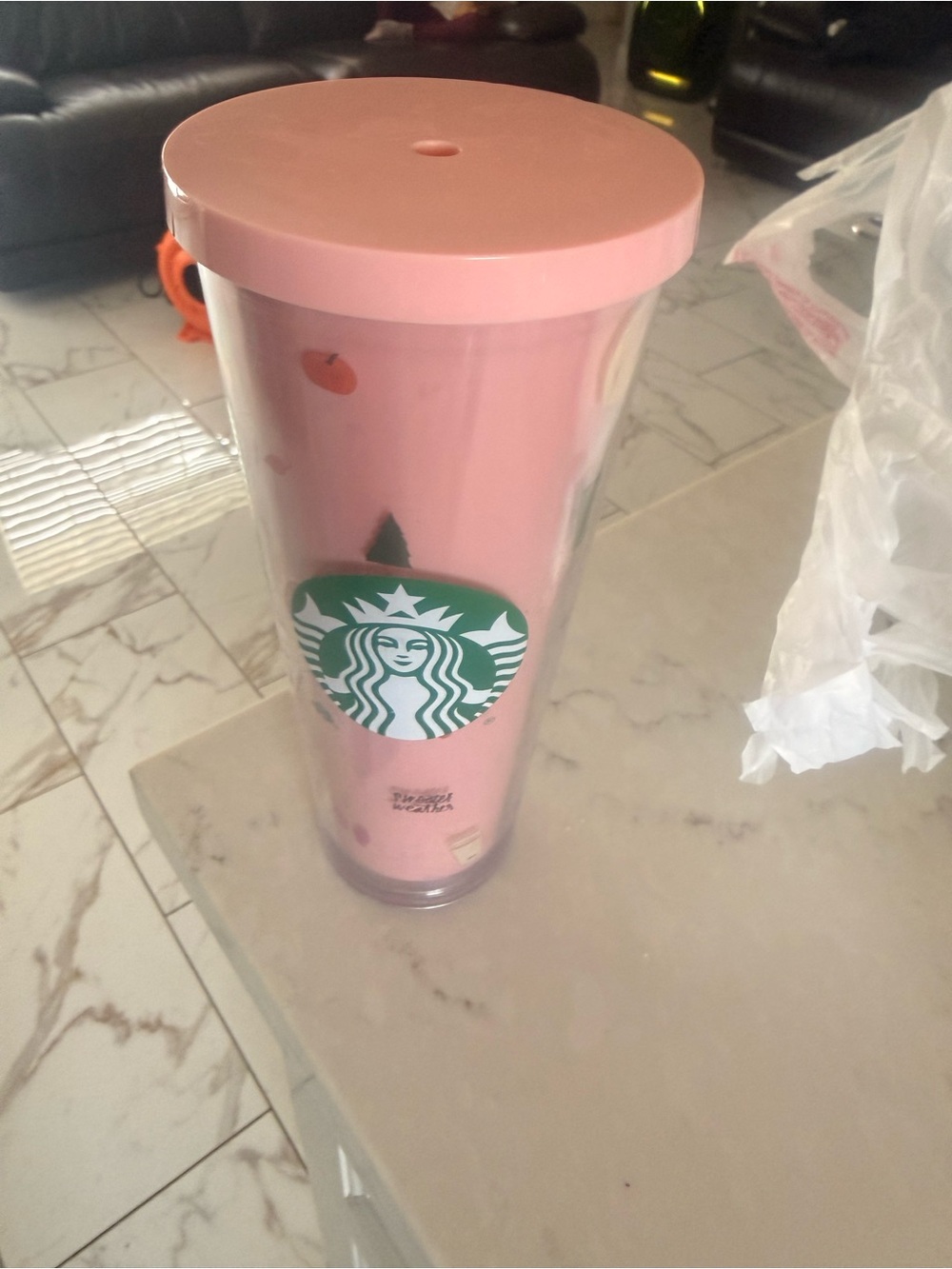 Starbucks Pink Travel Tumbler with Green Logo